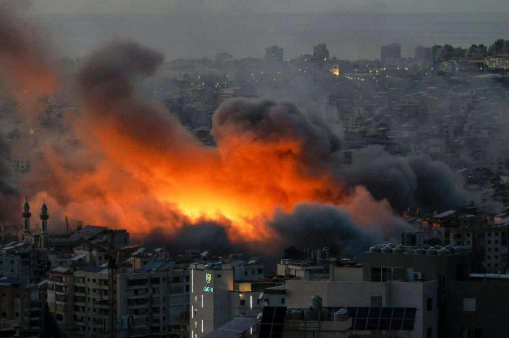 epa12799628 Smoke and flames rise following an Israeli airstrike on Dahieh, a predominantly Shia Muslim suburb in the south of Beirut, Lebanon, 06 March 2026. The Israeli military stated it is conducting strikes across the country targeting Hezbollah infrastructure and personnel. According to the Lebanese Ministry of Public Health, at least 123 people were killed and 683 others injured in airstrikes across Beirut's southern suburbs and villages in southern Lebanon. EPA/WAEL HAMZEH